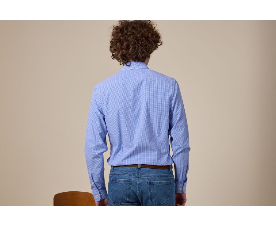 Chemise coton bleu clair et Blanc - Col français - VALAIRE