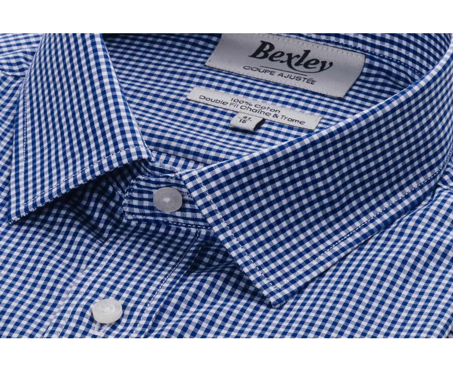 Chemise coton bleu et Blanc - Col français - VALAIRE
