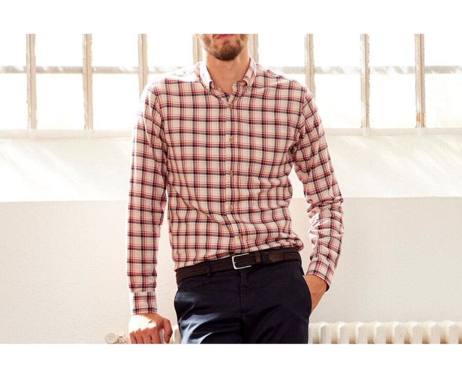 Chemise flanelle Rouge et Ecru - Poche poitrine - ALDERICK