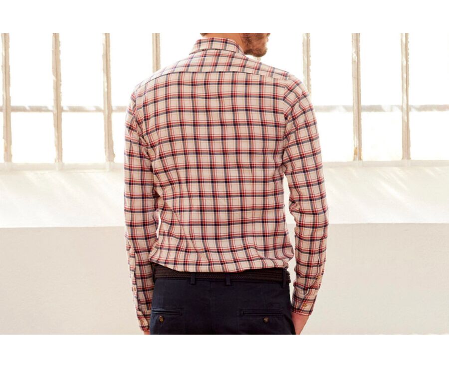 Chemise flanelle Rouge et Ecru - Poche poitrine - ALDERICK