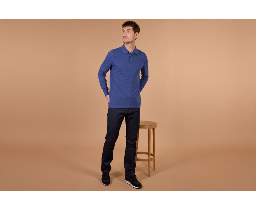 Polo manches longues homme Bleu Royal - ALEC II ML