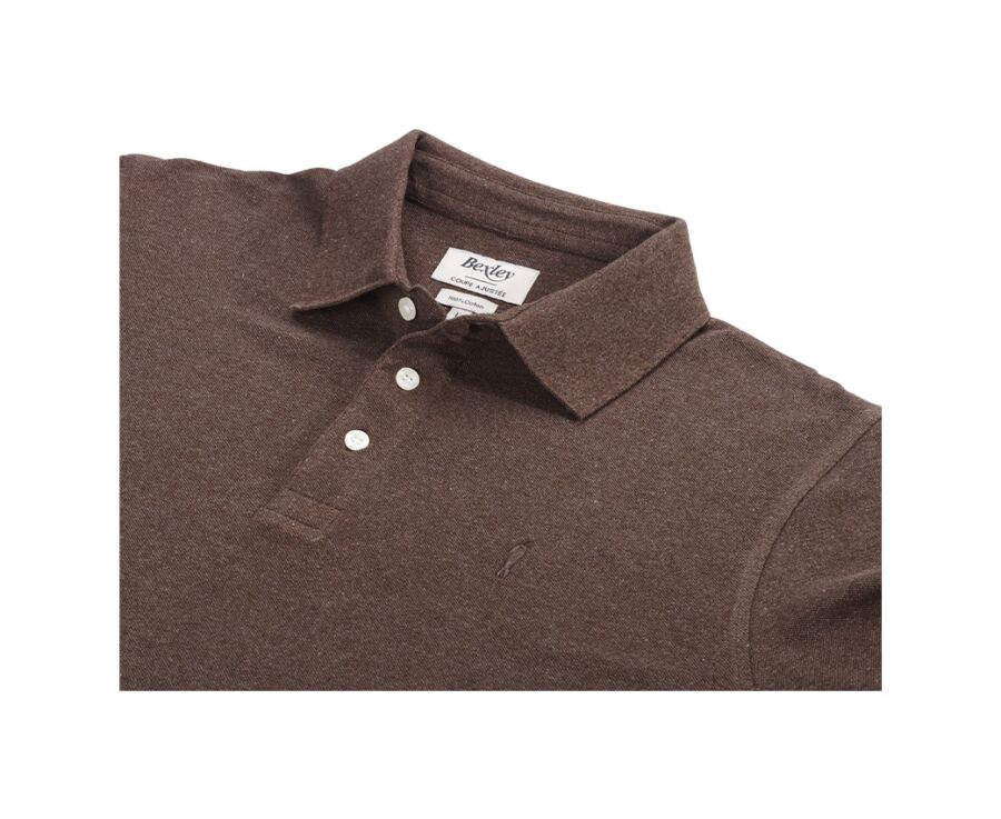 Polo manches longues homme Chocolat Chiné Foncé  - ALEC II ML