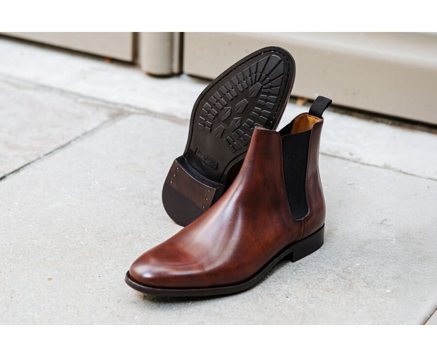 Chelsea boots semelle gomme homme Cognac patiné - TODDINGTON GOMME