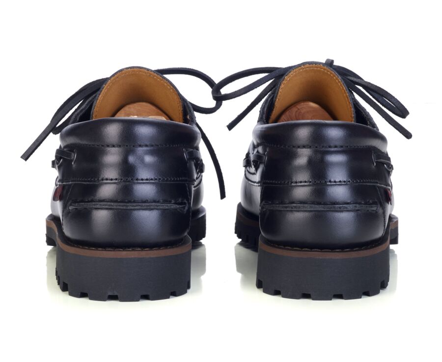 Chaussures bateau homme en cuir noir à semelle crantée - BOCA RATON II