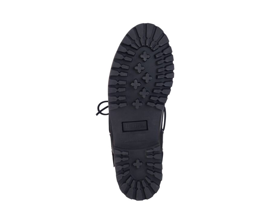 Chaussures bateau homme en cuir noir à semelle crantée - BOCA RATON II