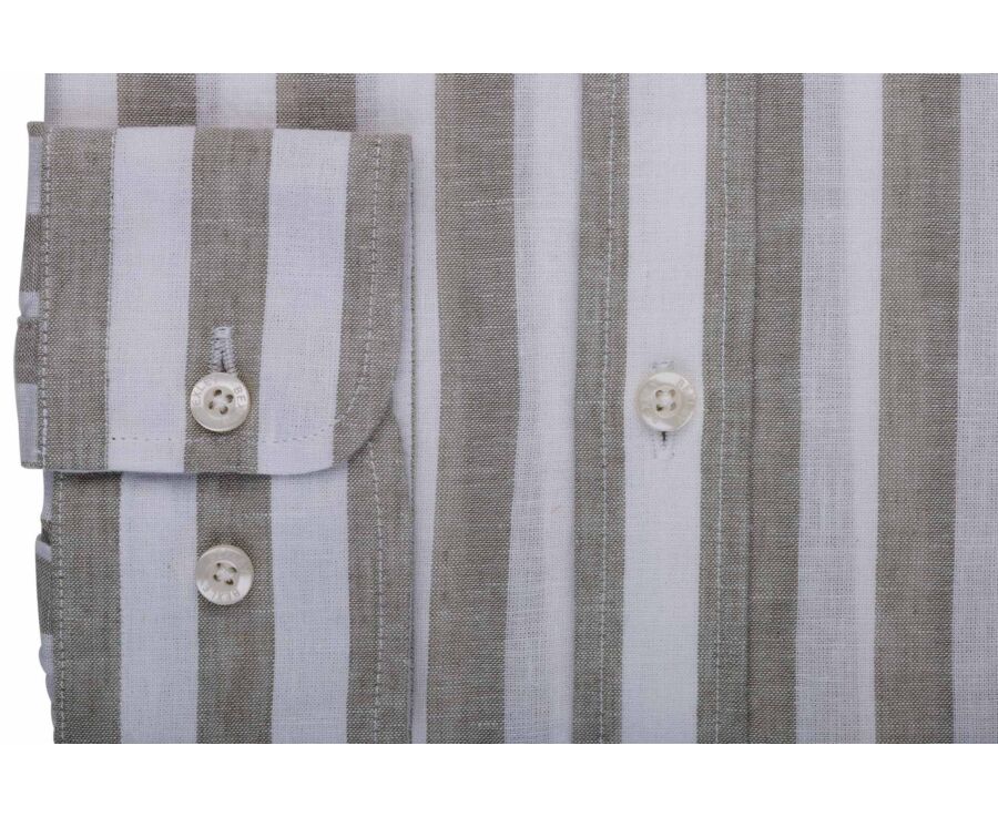 Chemise en coton et lin à rayures vert tilleul et blanc - BRUNIEN