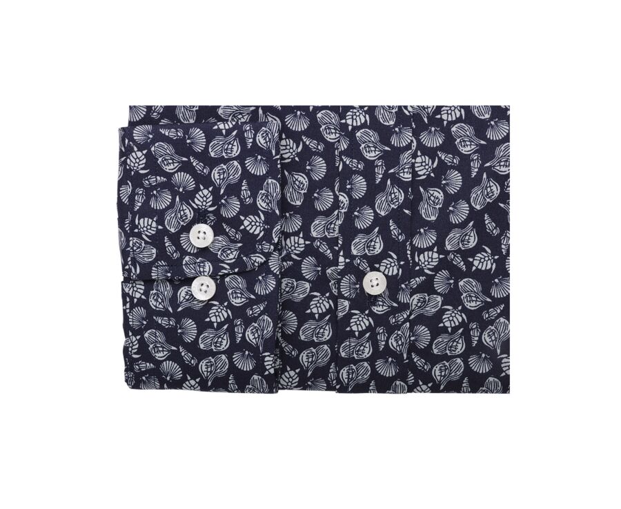 Chemise imprimée Navy et Vert sauge - Col français - ADELIN
