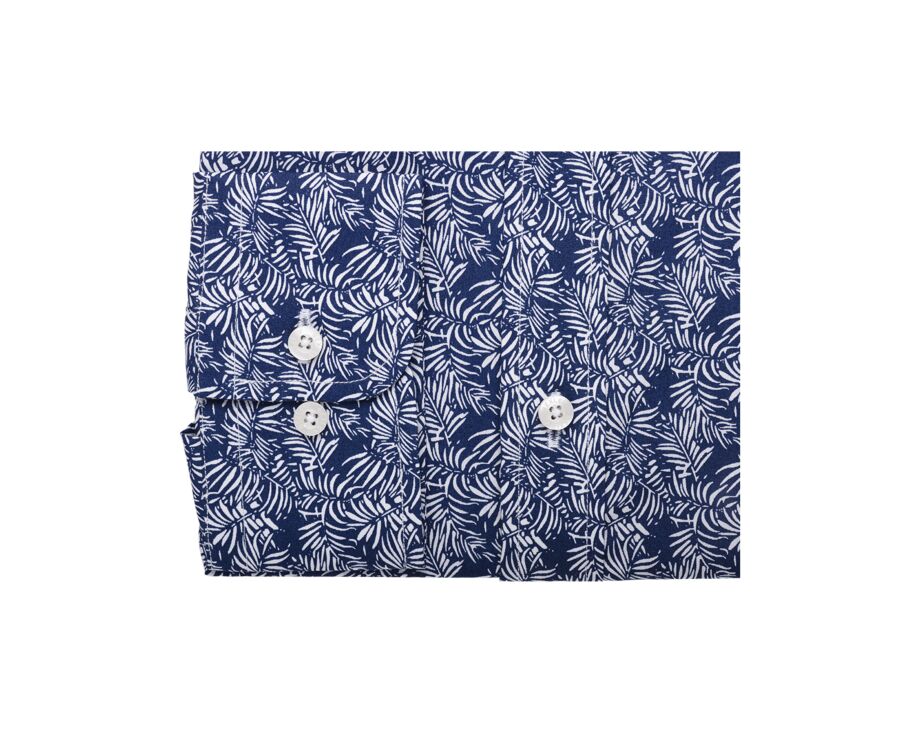 Chemise imprimée Navy et Blanche - Col français - BAPTISTIN