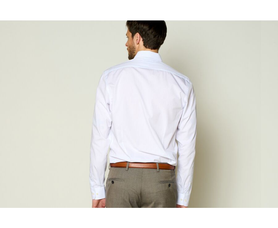 Chemise popeline rayée Blanc et Bleu Ciel - BERTHIN