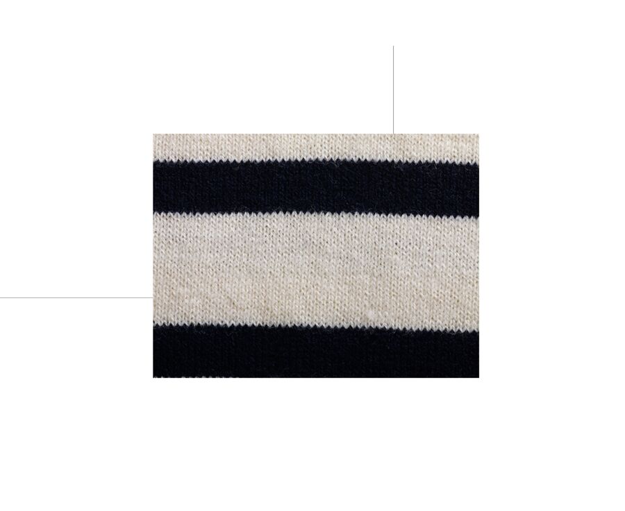 Pull col zippé marin coton bio/cachemire Ecru et Marine - VLADIAC