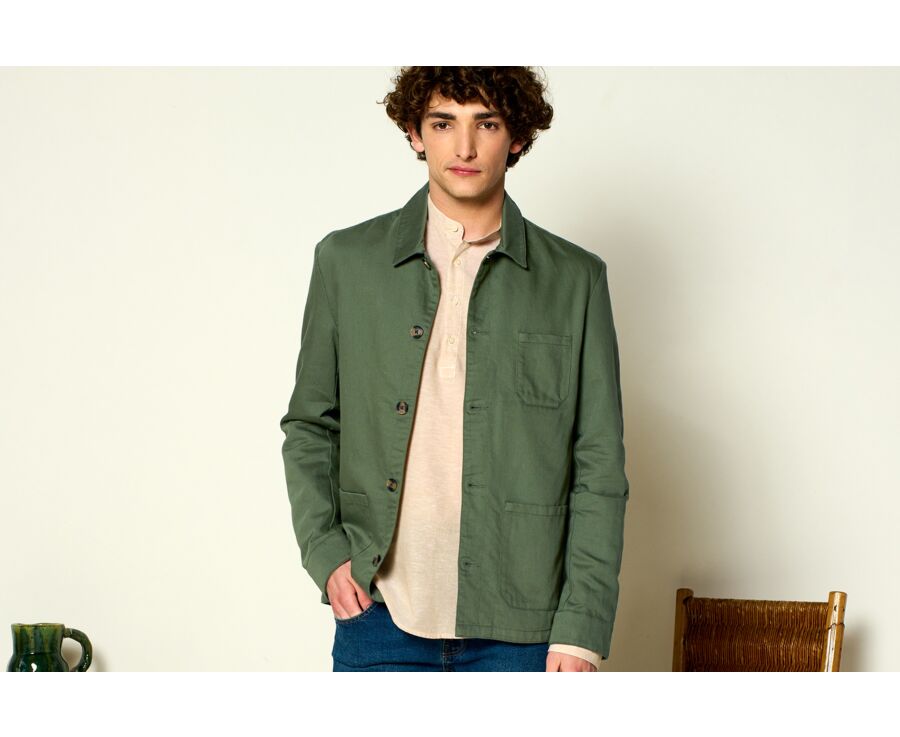 Veste de peintre coton/lin Vert Sauge - FAUSTINIEN