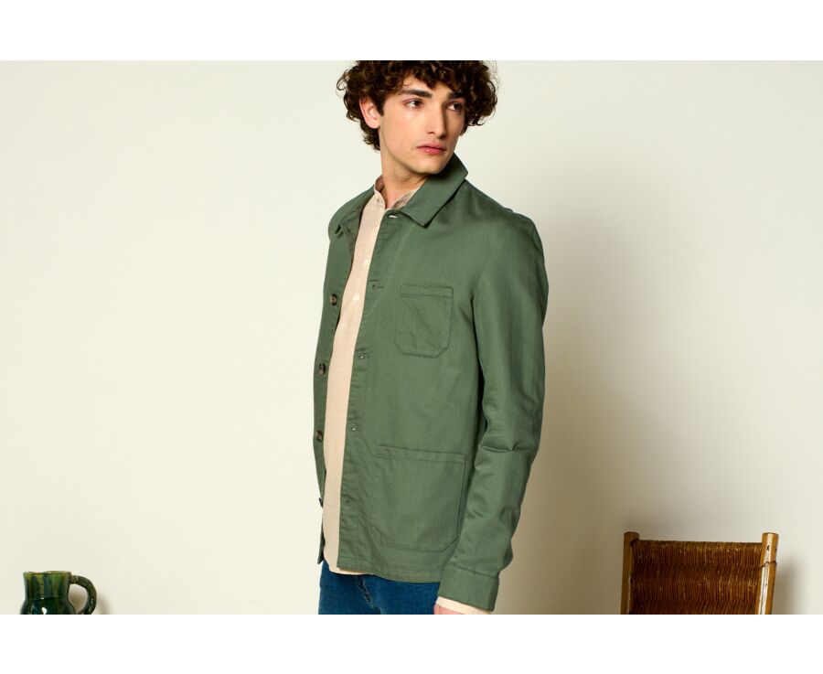 Veste de peintre coton/lin Vert Sauge - FAUSTINIEN