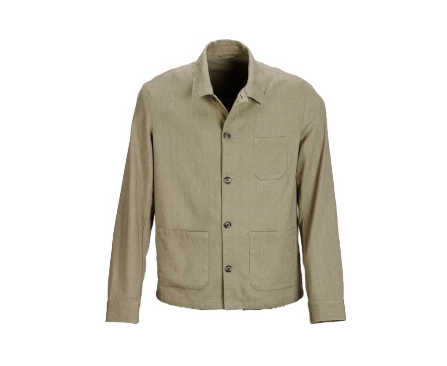 Veste de peintre coton/lin - Chevron Kaki - FAUSTINIEN