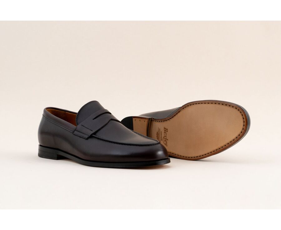 Mocassin pour Homme cuir Bordeaux Patiné - DERYBROOK