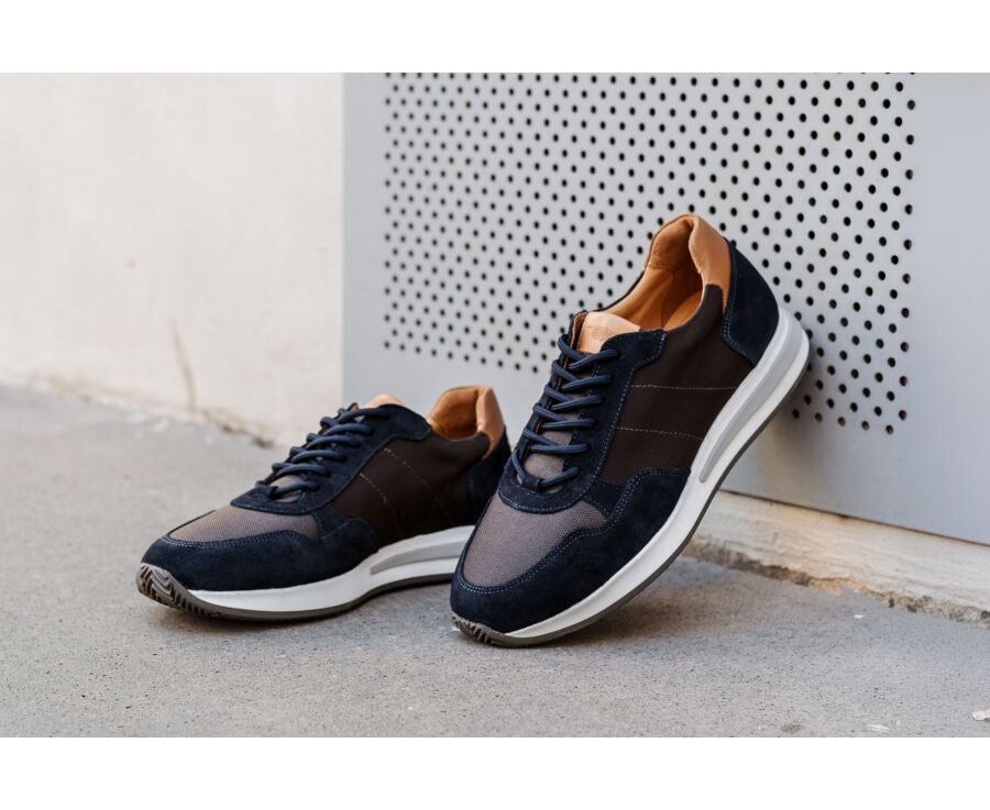 Sneakers homme Chocolat et Velours Marine - NIRRANDA II