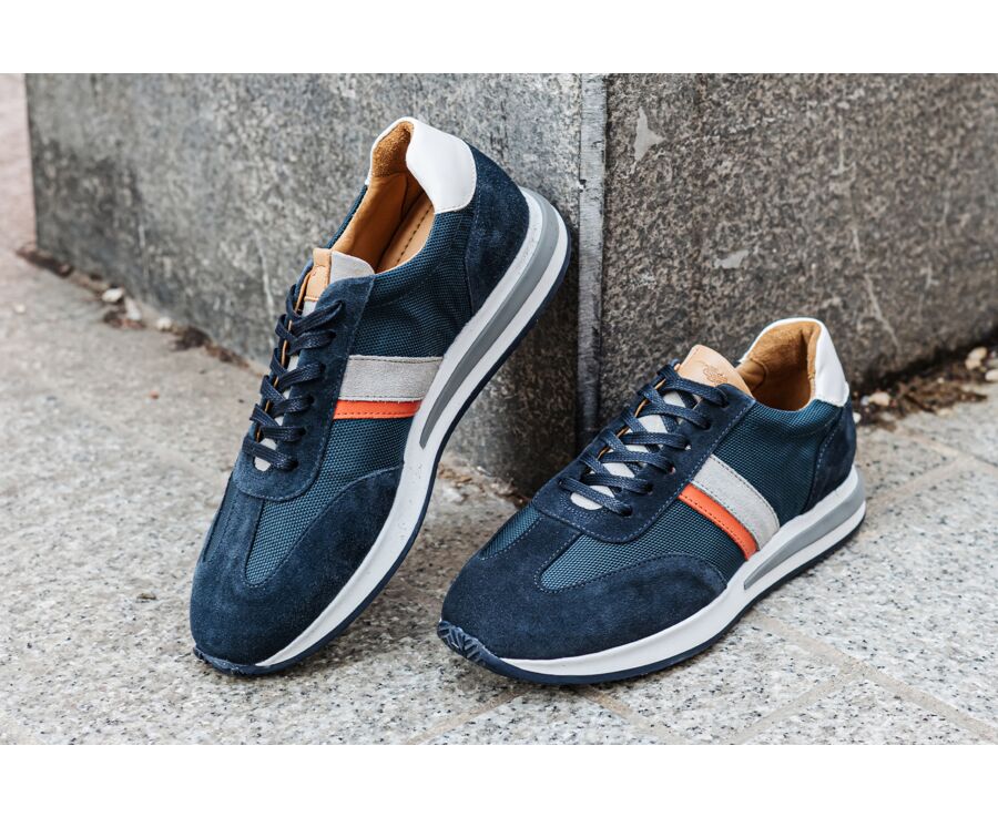 Sneakers homme Velours Marine et Blanc - KEILIRA