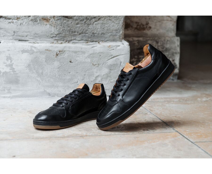 Sneakers cuir homme - Noir - KOLORA