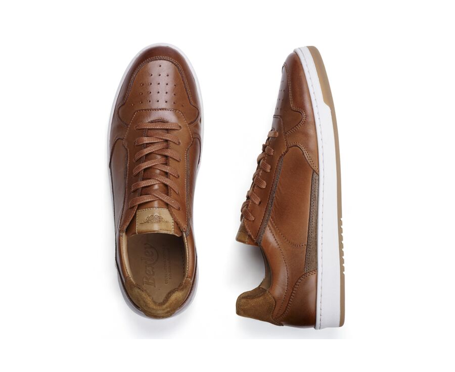 Sneakers cuir - Chataigne Patiné - KOLORA