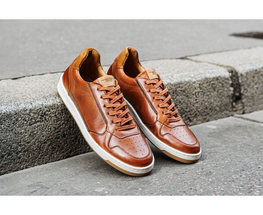 Sneakers cuir - Chataigne Patiné - KOLORA