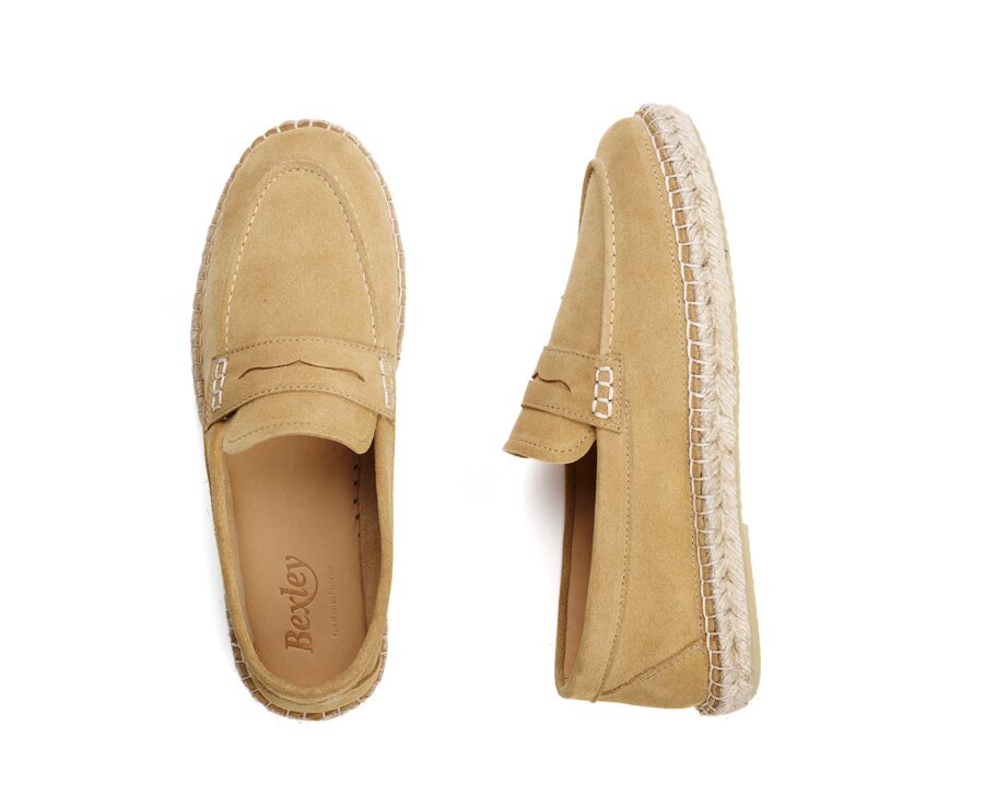 Mocassin semelle espadrille homme velours Beige Foncé - PANAREA