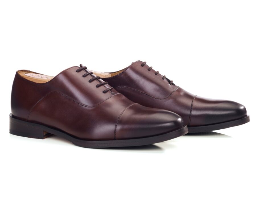 Richelieu homme patiné chocolat semelle cuir - GRAKLEY