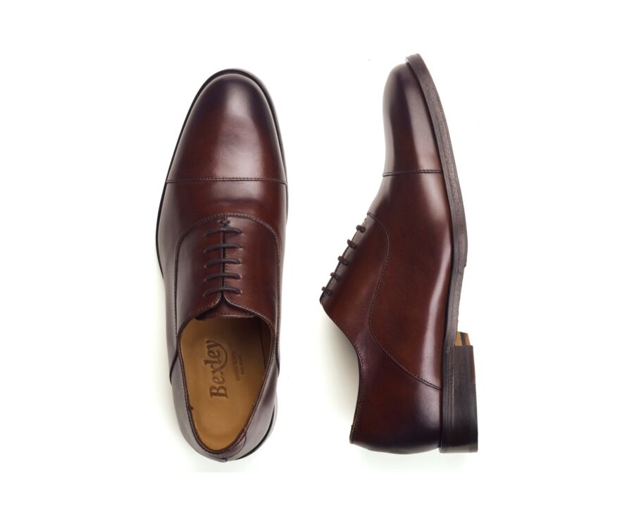 Richelieu homme patiné chocolat semelle cuir - GRAKLEY