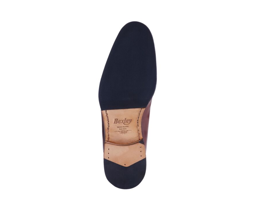 Richelieu homme patiné chocolat semelle cuir - GRAKLEY