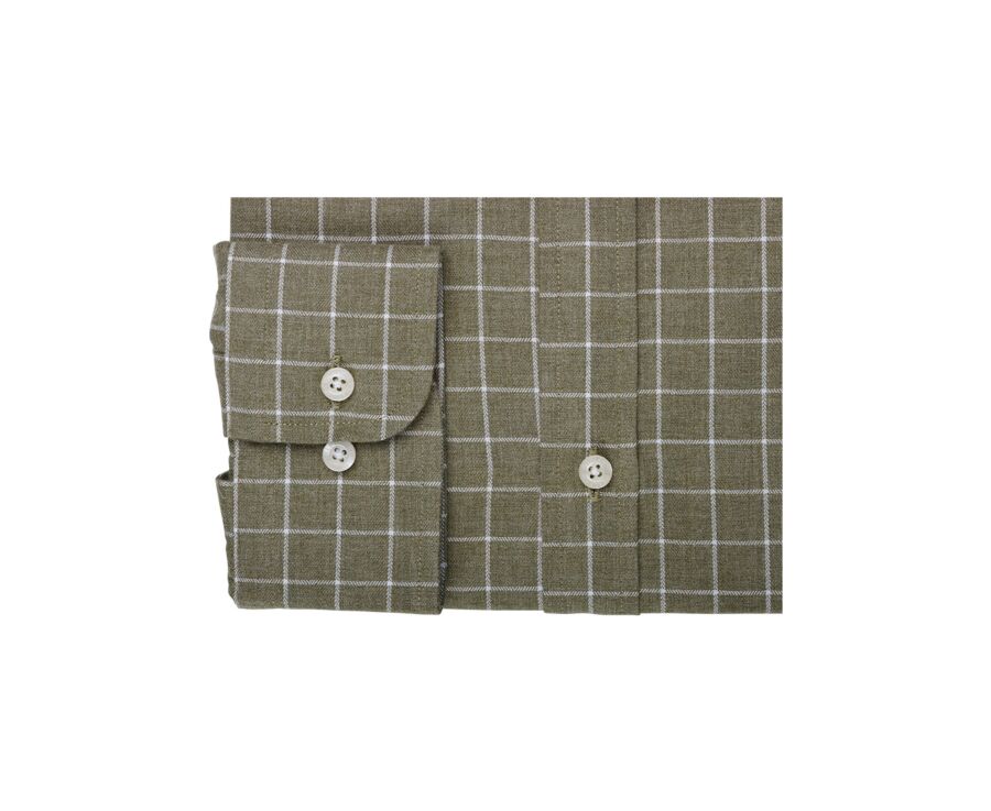 Chemise Flanelle coton Vert army et blanc - ANSILIEN