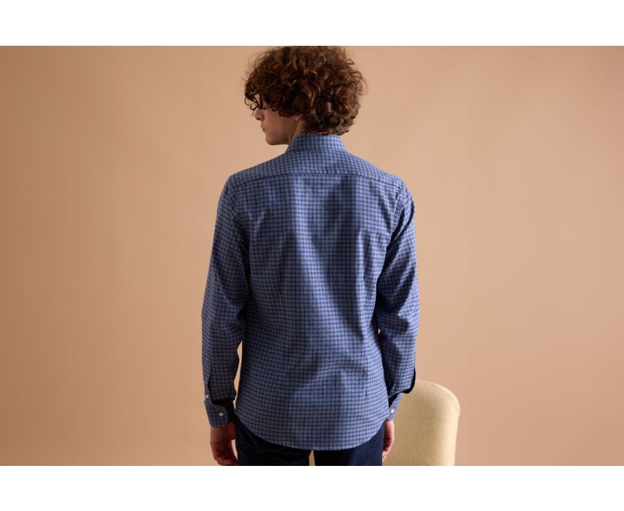 Chemise Flanelle coton Bleu chiné et navy - SYLVÉNIUS