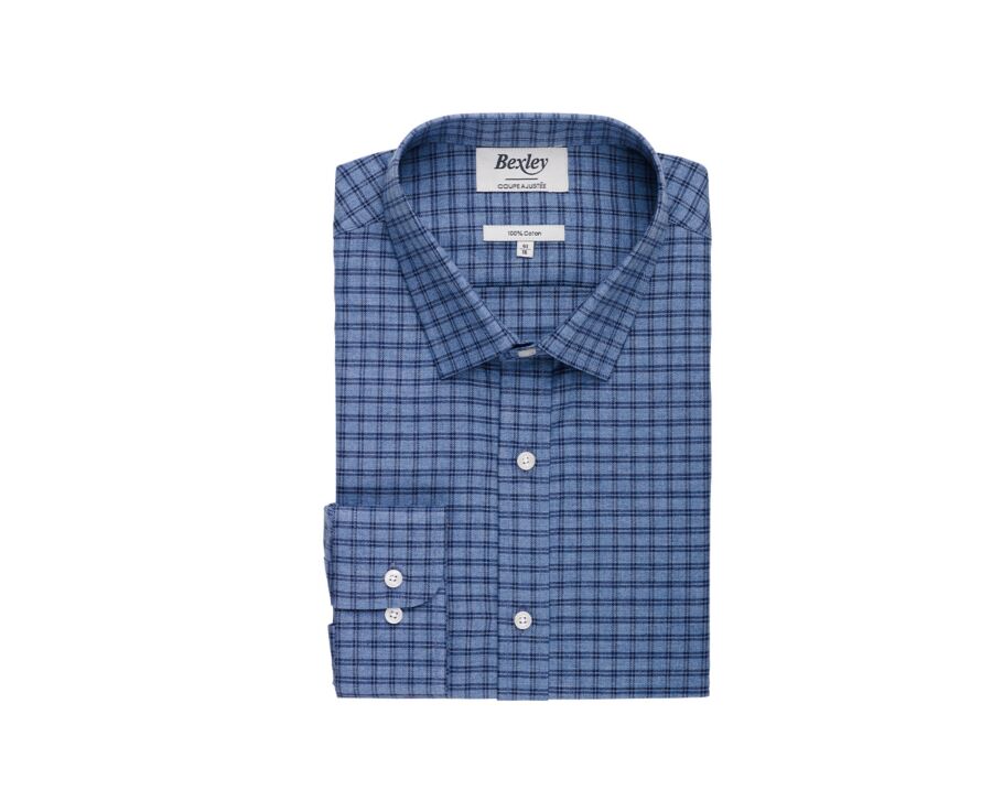 Chemise Flanelle coton Bleu chiné et navy - SYLVÉNIUS