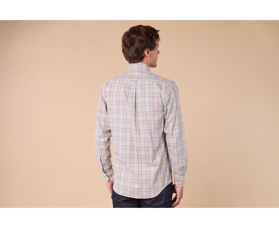 Chemise flanelle - Carreaux Kaki Rouge et Bleu - SHANTON