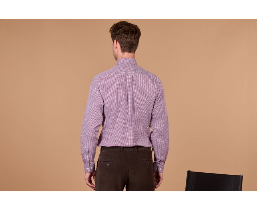 Chemise homme vichy bordeaux en popeline - JACEN