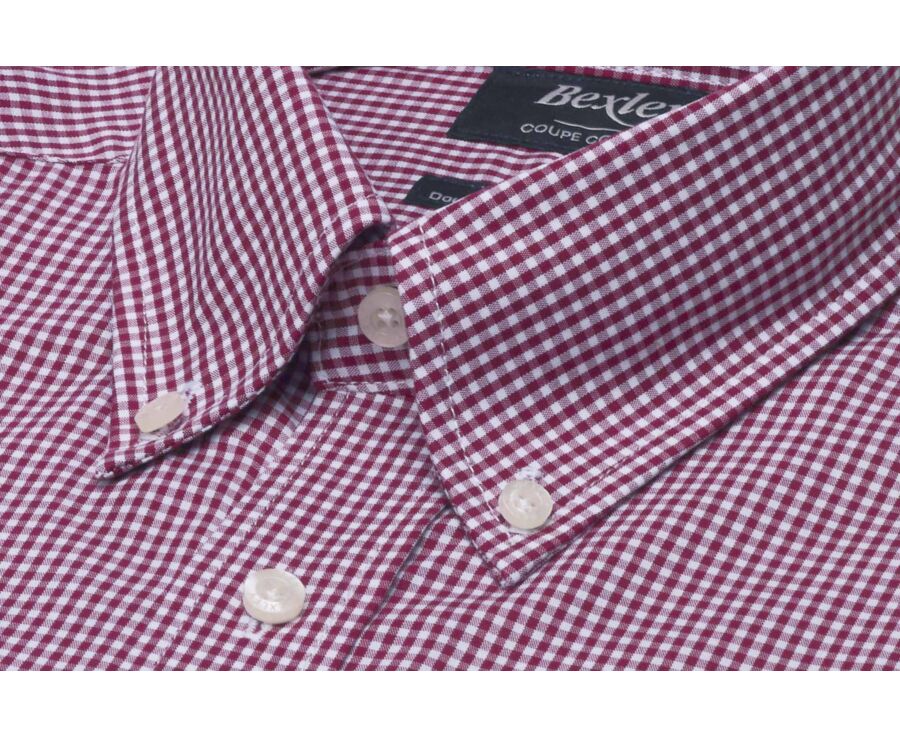 Chemise homme vichy bordeaux en popeline - JACEN