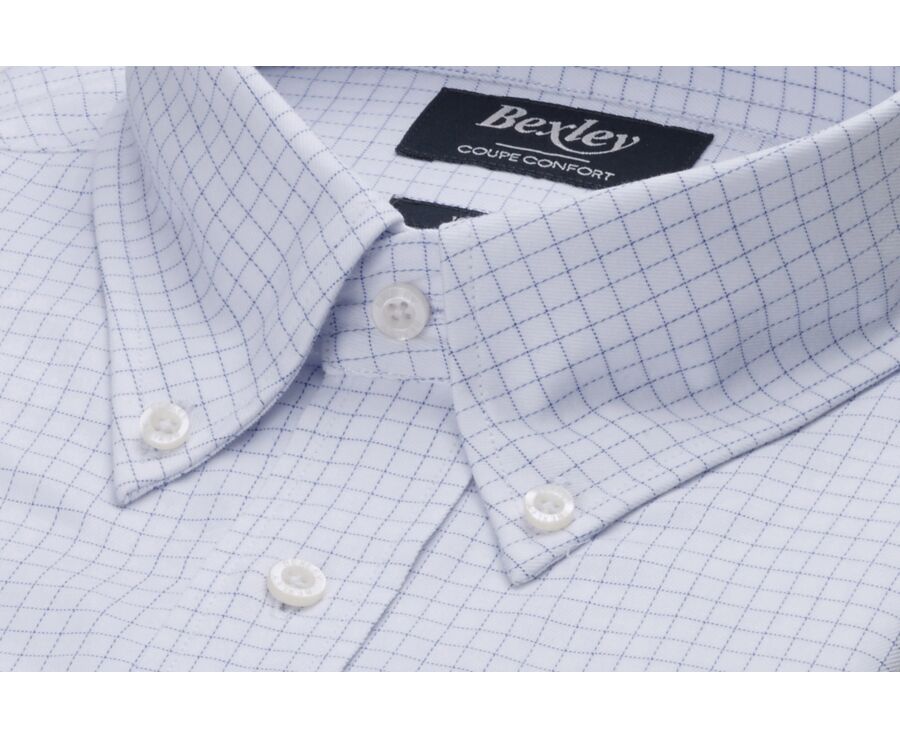 Chemise homme blanche à carreaux bleu pour homme - DALLEN