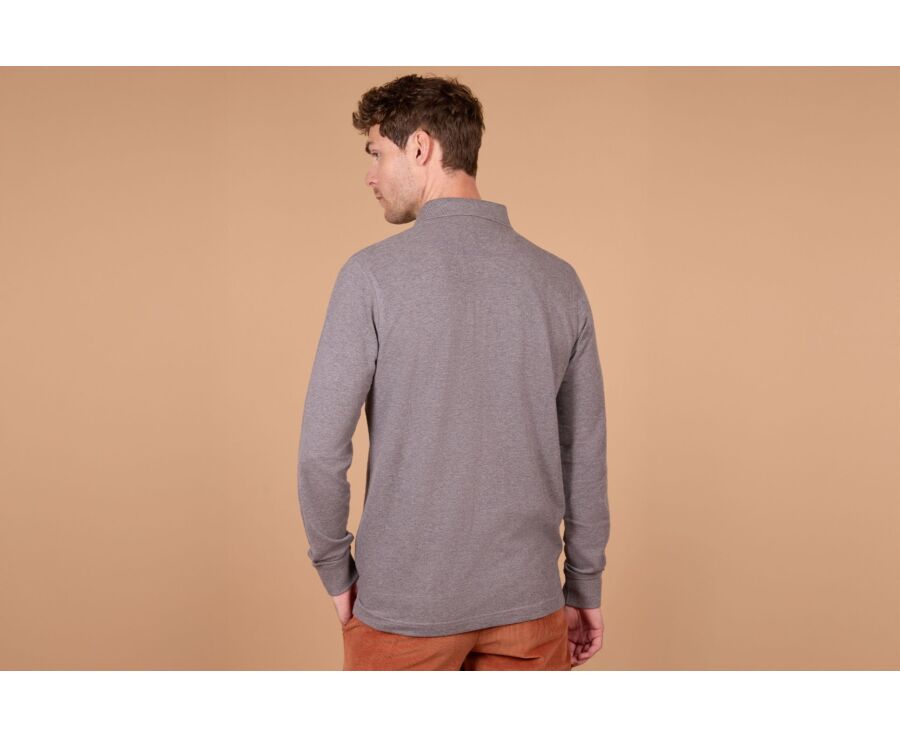 Polo manches longues homme Taupe Chiné - ALEC III ML