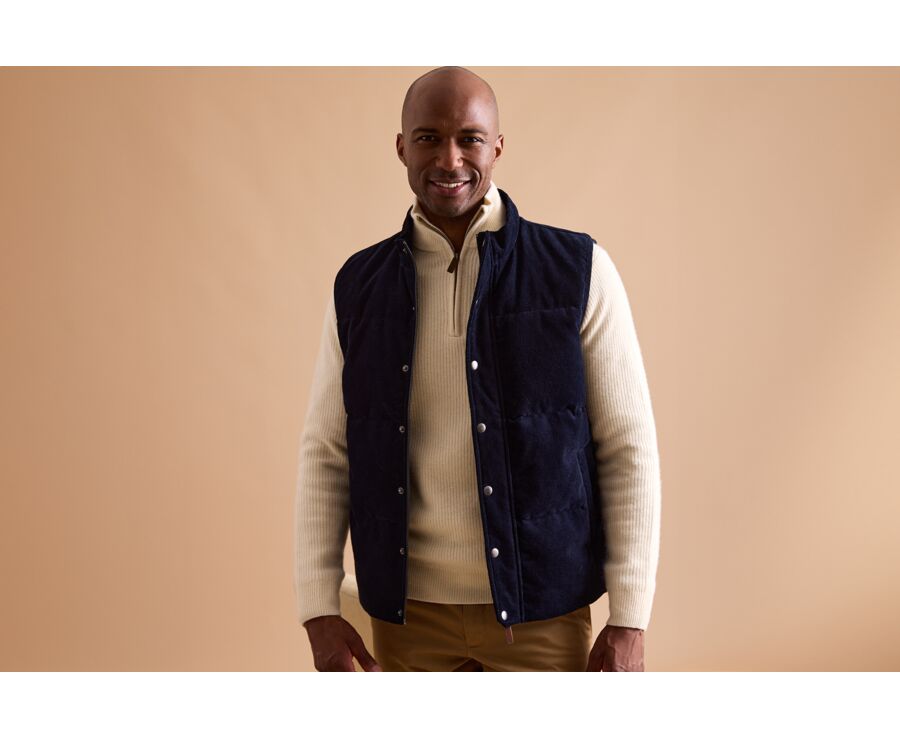 Doudoune en velours pour homme - Navy - HILMAR
