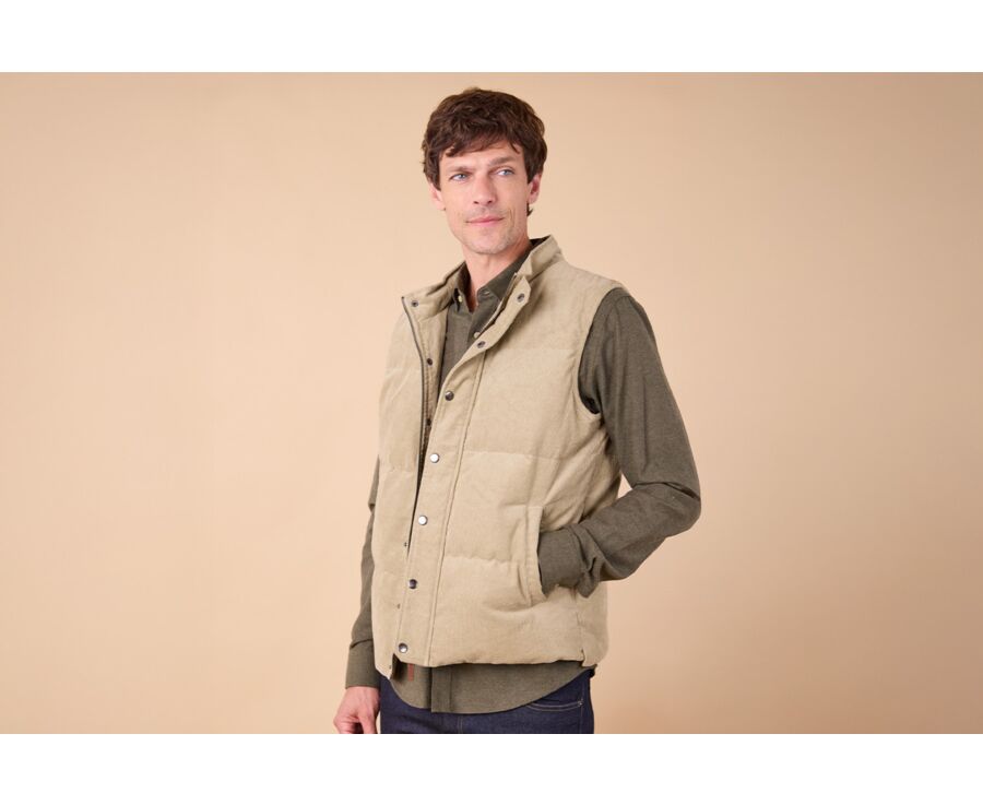 Doudoune en velours pour homme - Velours Olive Clair - HILMAR