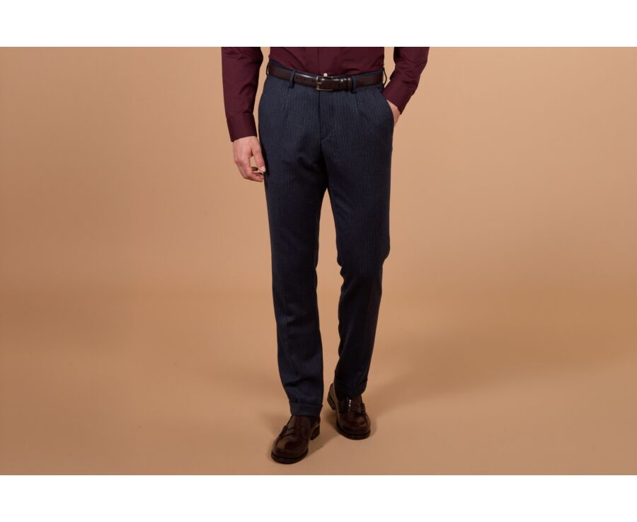Pantalon de costume homme à rayures navy et gris - LAURIAN