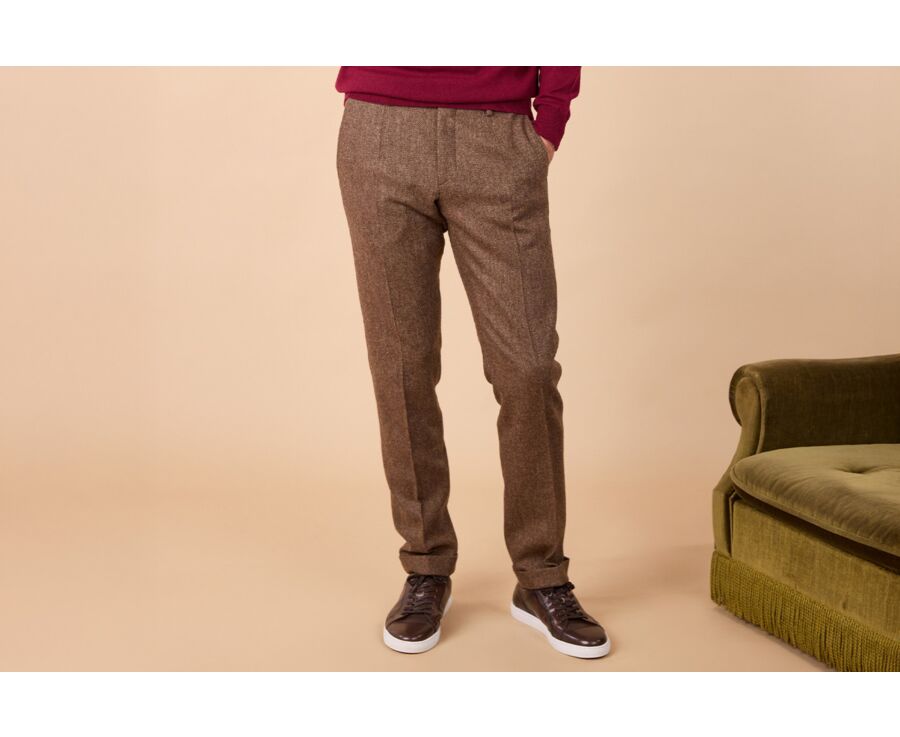 Pantalon habillé homme Chevron Marron - LAURIAN