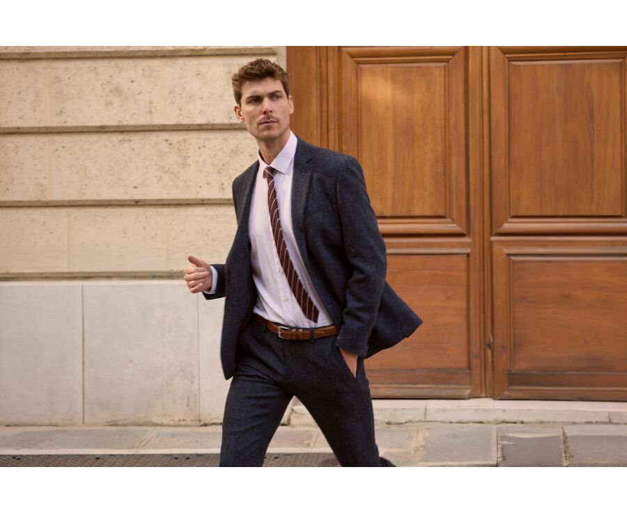 Blazer homme en tweed à chevrons marine - LAURIAN