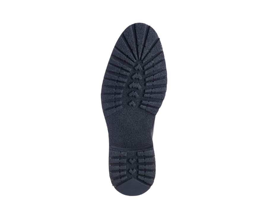 Derby boots homme - Noir et Velours Taupe - IRVING II GOMME