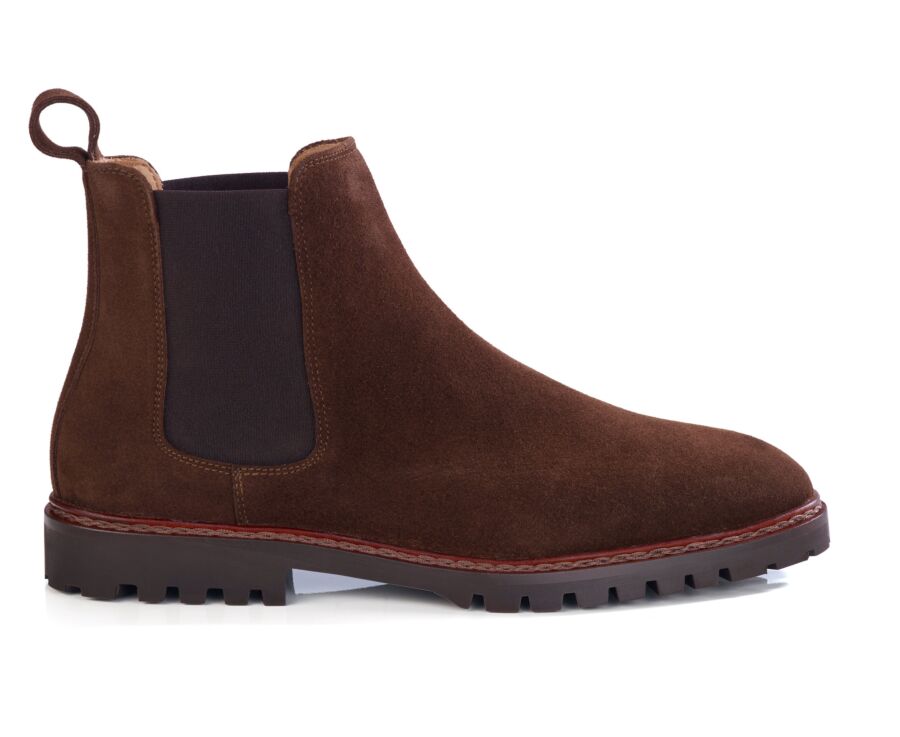 Chelsea boot homme en velours chocolat - WALTERSTON GOMME