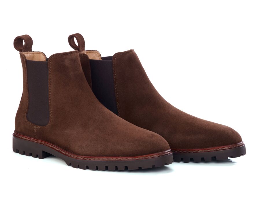 Chelsea boot homme en velours chocolat - WALTERSTON GOMME