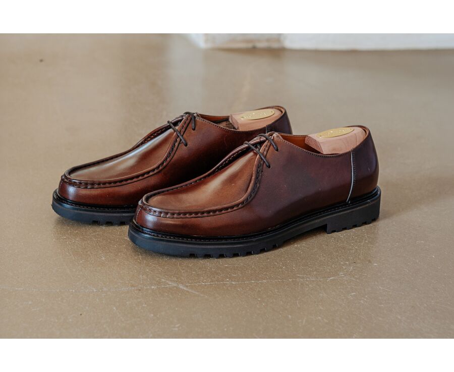 Derby homme cuir chocolat à semelle gomme - COLNEY II GOMME