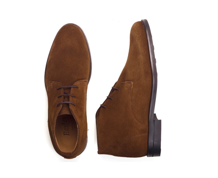 Derby boot homme 3 œillets velours havane - WATFORD II GOMME CITY