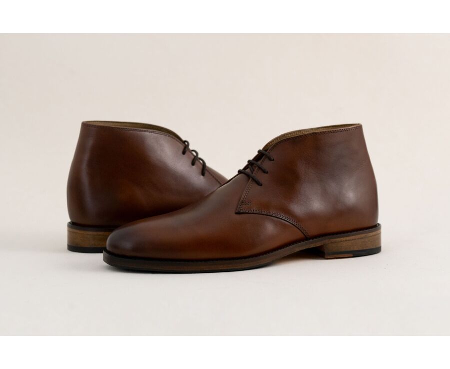 Low boots cuir homme Cognac Patiné - DOVAM PATIN