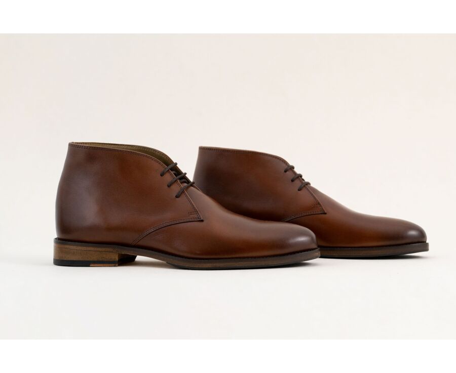 Low boots cuir homme Cognac Patiné - DOVAM PATIN