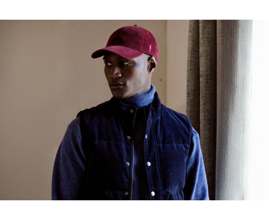 Casquette homme en velours de coton bordeaux - BRADWELL II