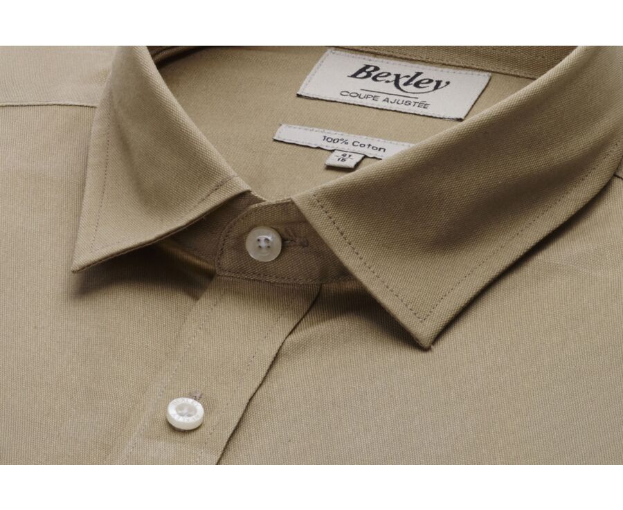 Chemise coton texturé Beige - Col Français - TILMOND