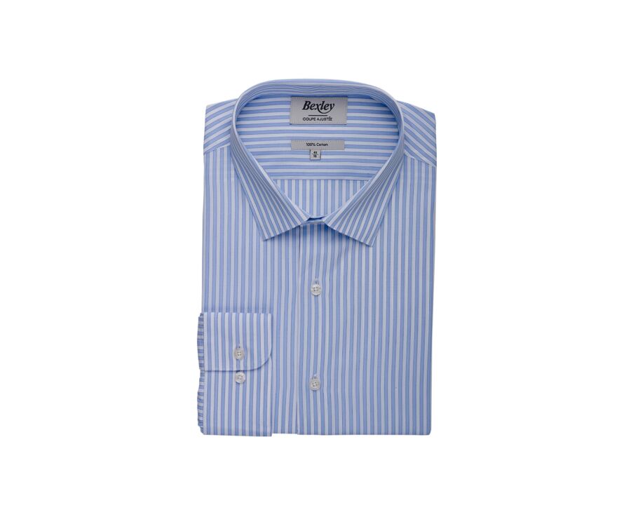 Chemise à rayures Bleu ciel et blanc - Col français - LEONDRE